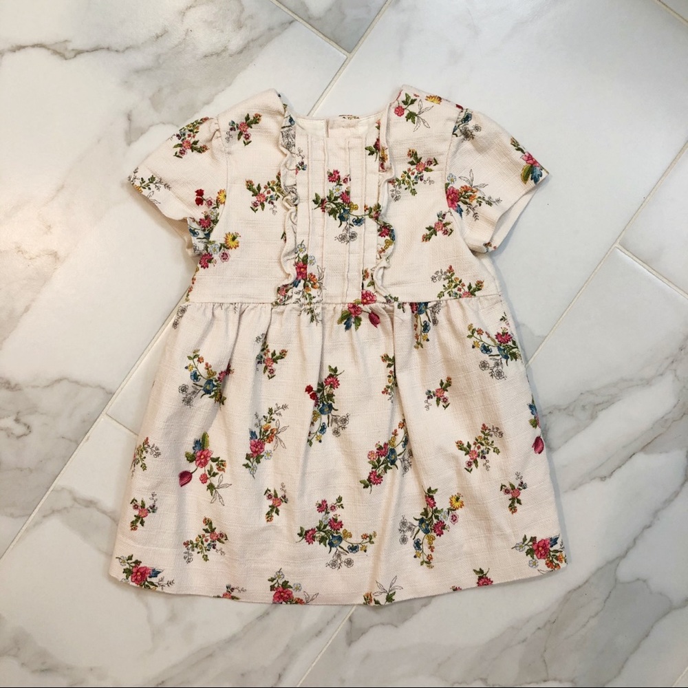 Zara Floral Woven Ruffle Dress